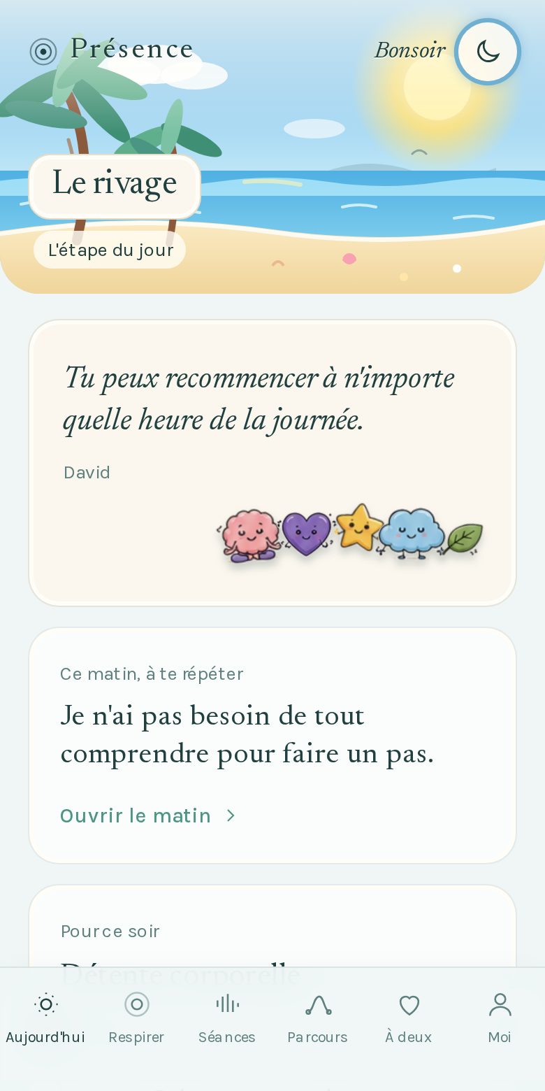 L'accueil et le message du jour